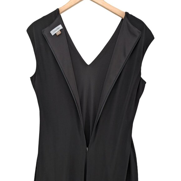 Calvin Klein Studded Maxi Dress Solid Black Cap Sleeve V Neck Sheath Sz 10 - Picture 5 of 11